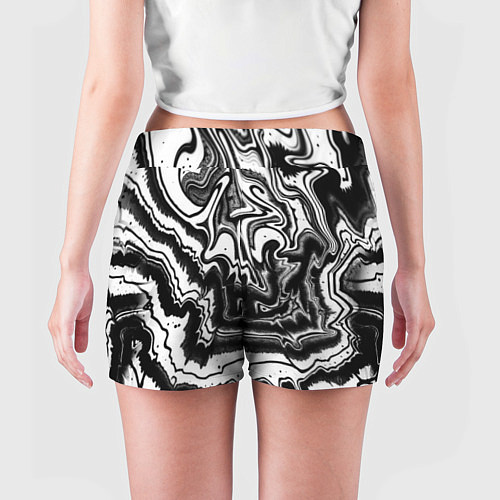 Женские шорты Закрученные волны - чб абстракция / 3D-принт – фото 4