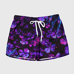 Шорты женские Флуоресцентные цветы, цвет: 3D-принт