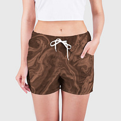 Шорты женские Коричневый абстракция в точку, цвет: 3D-принт — фото 2