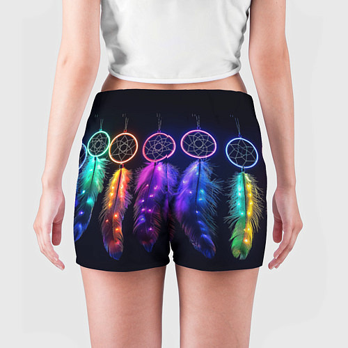 Женские шорты Ловцы снов - свечение перьев / 3D-принт – фото 4
