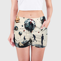 Шорты женские Сюрреалистичные люди и камни, цвет: 3D-принт — фото 2