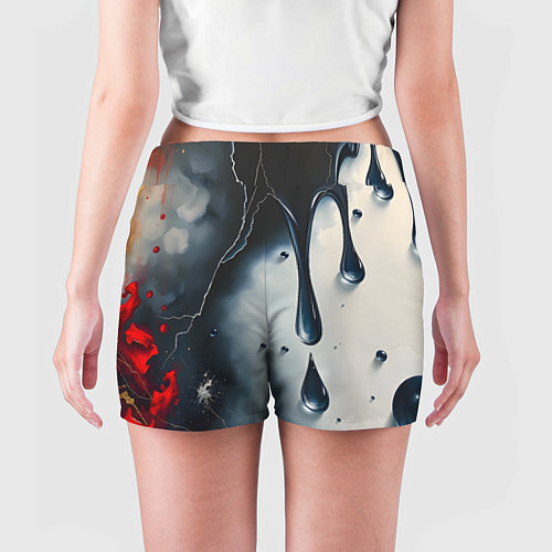 Женские шорты Сюрреалистичная абстракция с каплями / 3D-принт – фото 4