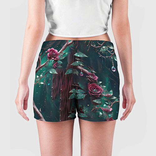 Женские шорты Волшебная сова в самоцветном лесу / 3D-принт – фото 4