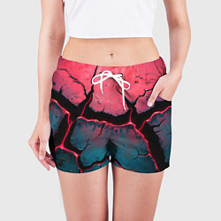 Шорты женские Объемные разломы текстура, цвет: 3D-принт — фото 2