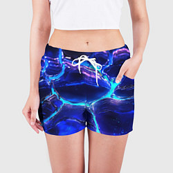 Шорты женские Объемные плиты в неоновом свечение, цвет: 3D-принт — фото 2