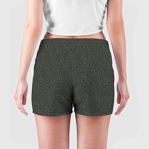 Женские шорты Лабиринтовый паттерн с днями недели иероглифами / 3D-принт – фото 4