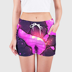 Шорты женские Розовая текстура разлом плит, цвет: 3D-принт — фото 2