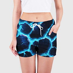 Шорты женские Голубая потертая текстура с разломом, цвет: 3D-принт — фото 2