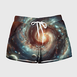 Шорты женские Далёкая неоновая галактика - нейросеть, цвет: 3D-принт