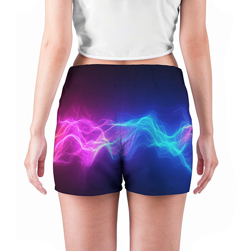 Женские шорты Звуковая волна неоновый узор / 3D-принт – фото 4