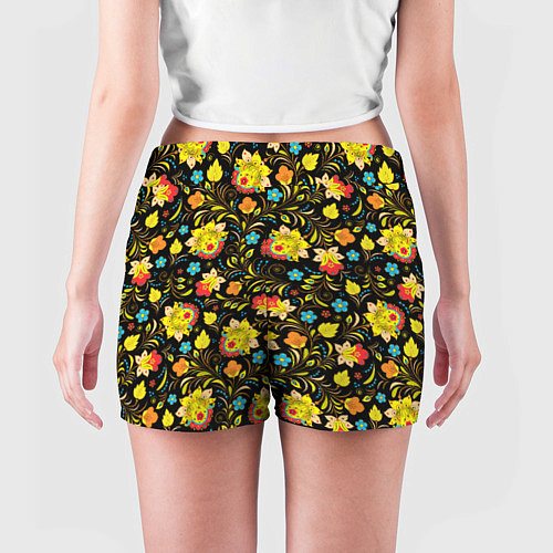Женские шорты Хохлома цветы / 3D-принт – фото 4