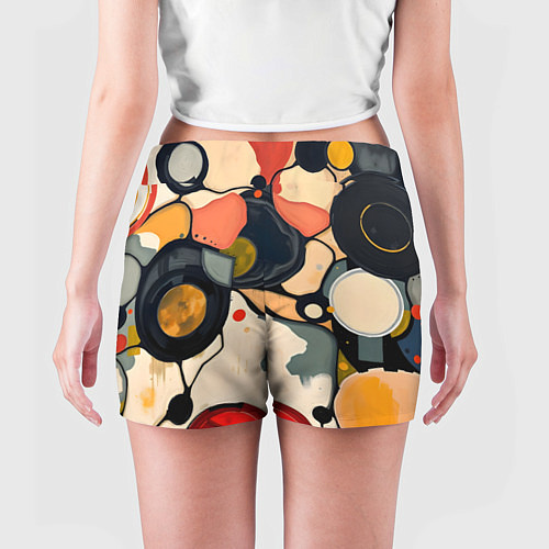 Женские шорты Абстракция с кругами и краской / 3D-принт – фото 4