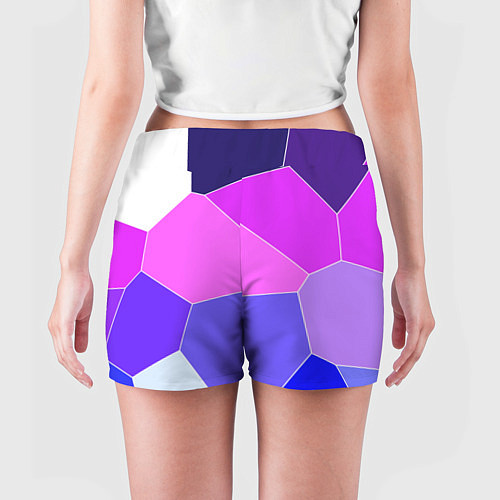 Женские шорты Сине-розовый крупные фрагменты / 3D-принт – фото 4