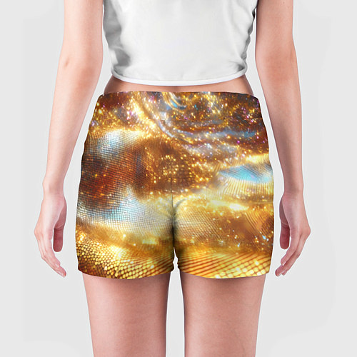 Женские шорты Блестящая золотая текстура / 3D-принт – фото 4