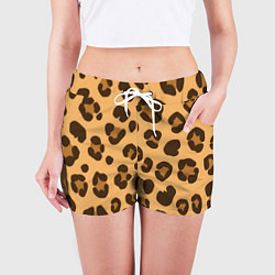Шорты женские Коричневые пятна леопарда, цвет: 3D-принт — фото 2