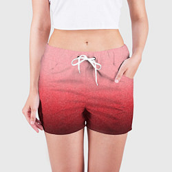 Шорты женские Мягкий градиент красно-розовый текстура крошка, цвет: 3D-принт — фото 2