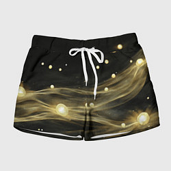 Шорты женские Золотистый свет на черной текстуре, цвет: 3D-принт