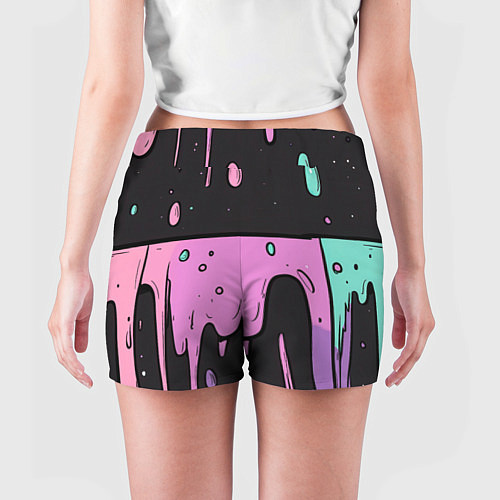 Женские шорты Стекающая краска текстура / 3D-принт – фото 4
