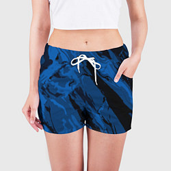 Шорты женские Тёмный синий абстракция, цвет: 3D-принт — фото 2