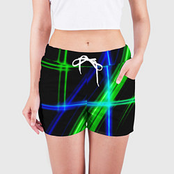 Шорты женские Color blue black green, цвет: 3D-принт — фото 2