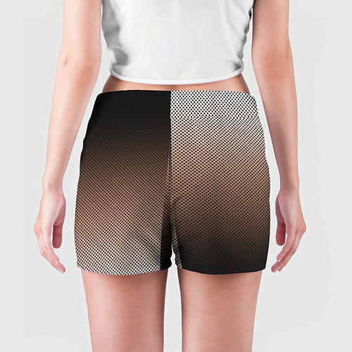 Женские шорты Чёрно-коричневый текстурный градиент пополам / 3D-принт – фото 4