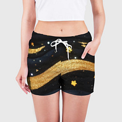 Шорты женские Золотые волны текстура, цвет: 3D-принт — фото 2