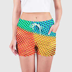 Шорты женские Яркий разноцветный паттерн в горошек, цвет: 3D-принт — фото 2