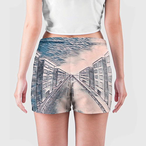 Женские шорты Сумрачный город / 3D-принт – фото 4