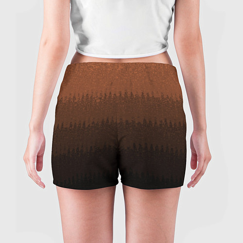 Женские шорты Чёрно-коричневый полосы от светлого к тёмному / 3D-принт – фото 4