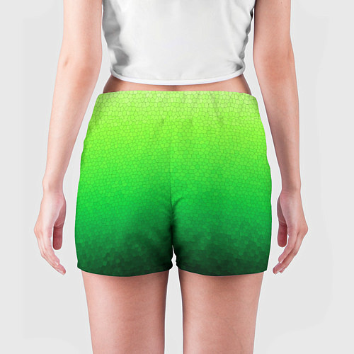 Женские шорты Градиент мозаика зелёный в тёмный / 3D-принт – фото 4