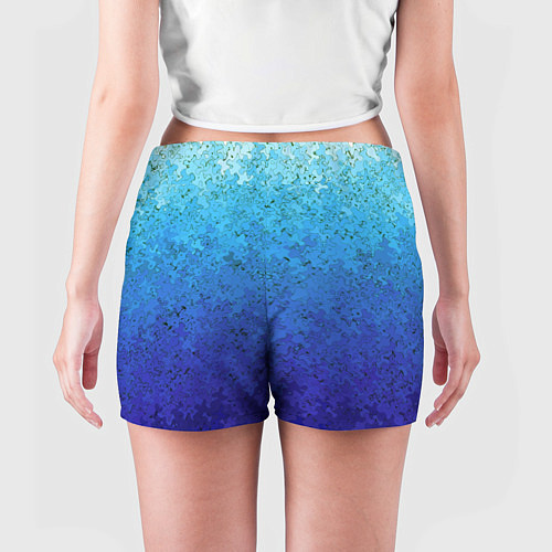 Женские шорты Сине-голубой градиент текстура / 3D-принт – фото 4