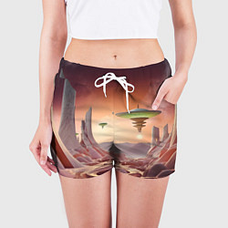 Шорты женские Фантастический инопланетный город, цвет: 3D-принт — фото 2