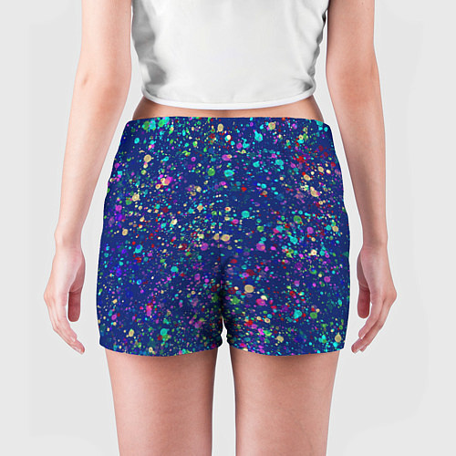 Женские шорты Синий с разноцветными брызгами / 3D-принт – фото 4