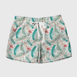 Женские шорты Бохо паттерн в мятных тонах
