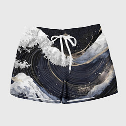 Женские шорты Волны моря с блестками