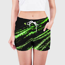 Шорты женские Зеленые блестки на черном, цвет: 3D-принт — фото 2