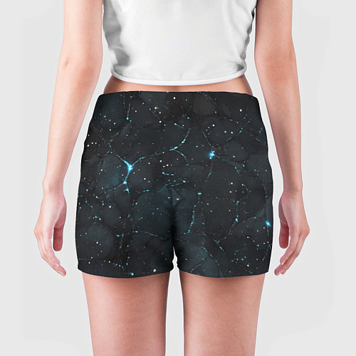 Женские шорты Синее свечение на черной текстуре / 3D-принт – фото 4