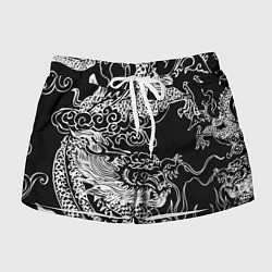 Женские шорты Белый дракон на черном