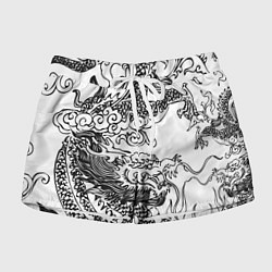Женские шорты Татуировка дракона на белом