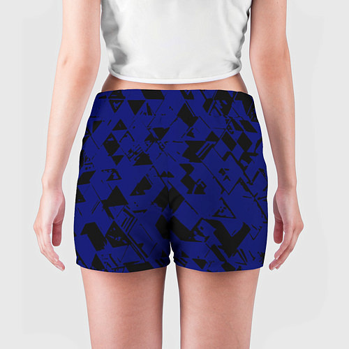 Женские шорты Синий с чёрными деталями абстракция / 3D-принт – фото 4