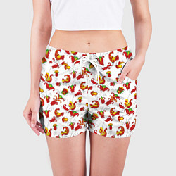 Шорты женские Русский народный орнамент в стиле росписей Северно, цвет: 3D-принт — фото 2