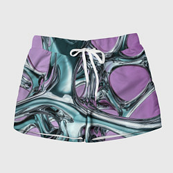 Женские шорты Металлическая абстракция на фиолетовом фоне