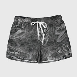 Шорты женские Черепа динозавров - эскиз, цвет: 3D-принт