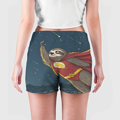 Женские шорты Ленивец-супергерой / 3D-принт – фото 4