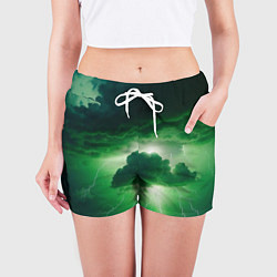 Шорты женские Зелёный гром, цвет: 3D-принт — фото 2