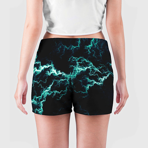 Женские шорты Lightning light blue glow / 3D-принт – фото 4