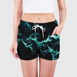 Шорты женские Lightning light blue glow, цвет: 3D-принт — фото 2