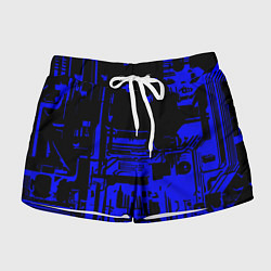 Женские шорты Чёрный и синий ультрамарин абстракция
