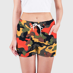 Шорты женские Разноцветный праздничный камуфляж, цвет: 3D-принт — фото 2
