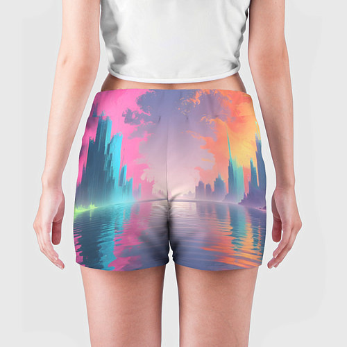 Женские шорты Город в розовом тумане / 3D-принт – фото 4